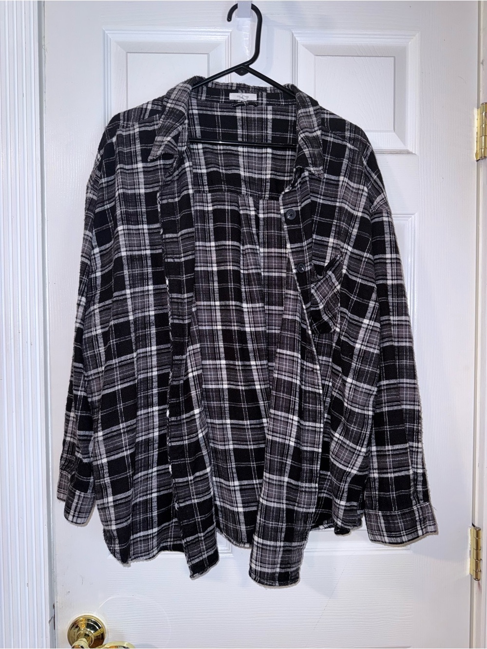 Maurices Black and White Plaid Button-Up Shirt